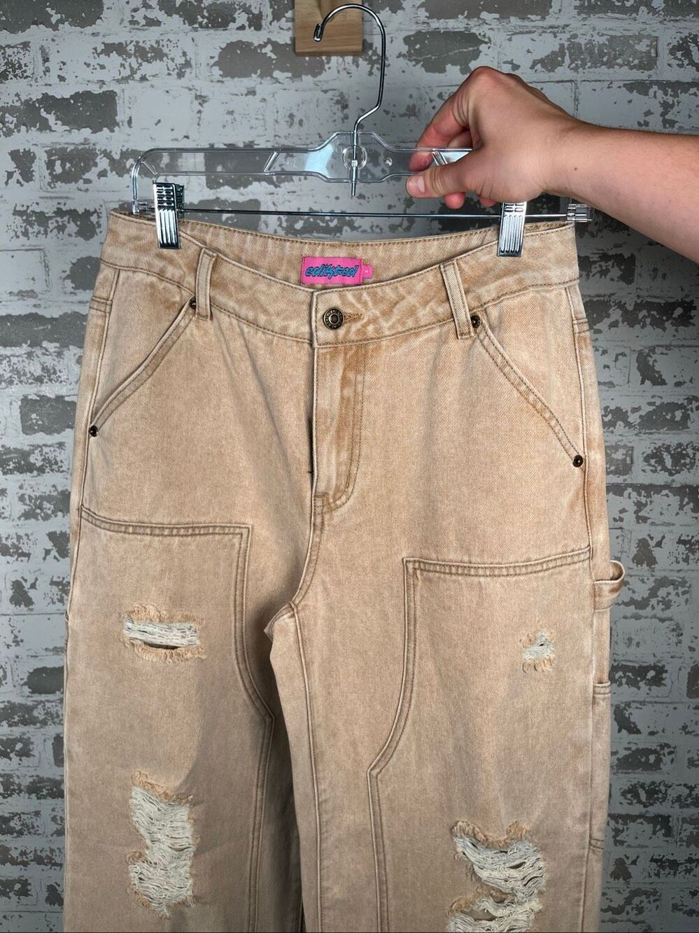 Edikted | women tan cargo straight leg pants